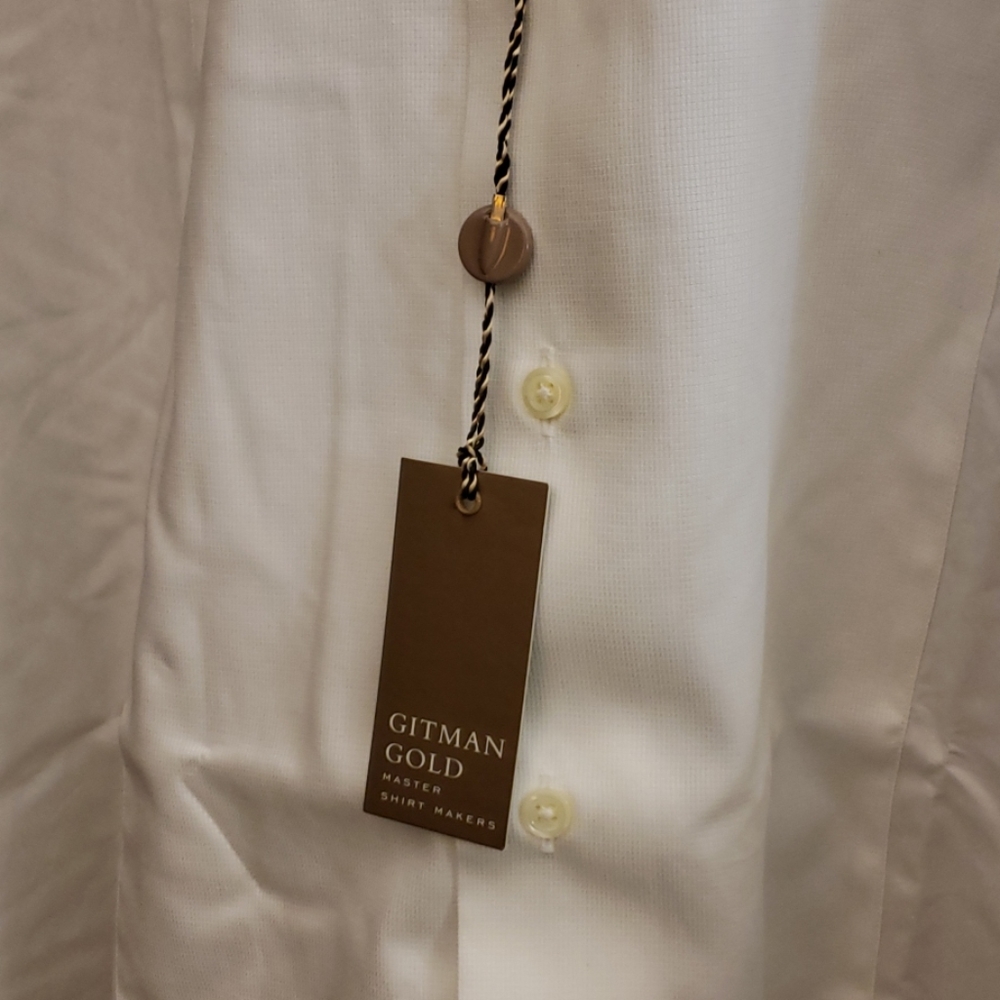 Gitman Gold Pinpoint Collar Dress Shirt SZ 18 34 - Picture 5 of 8